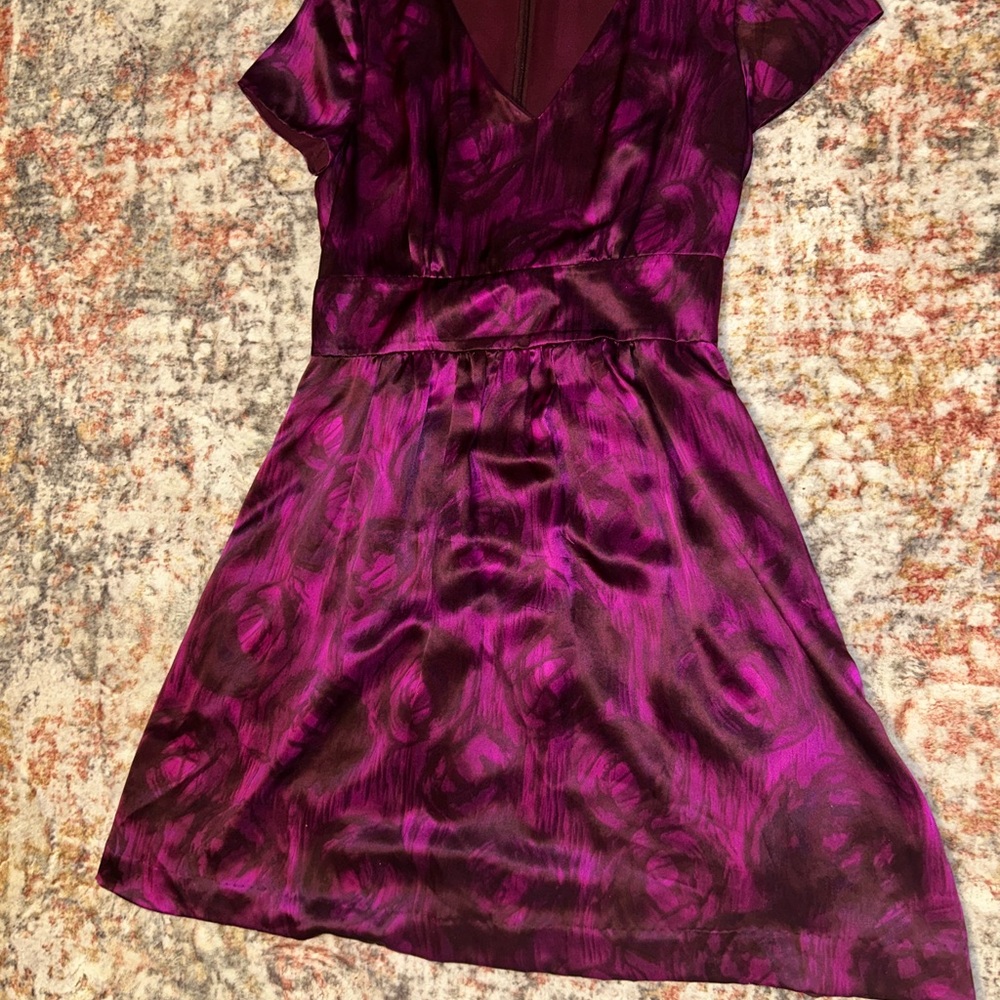 Purple Satin Floral Dress